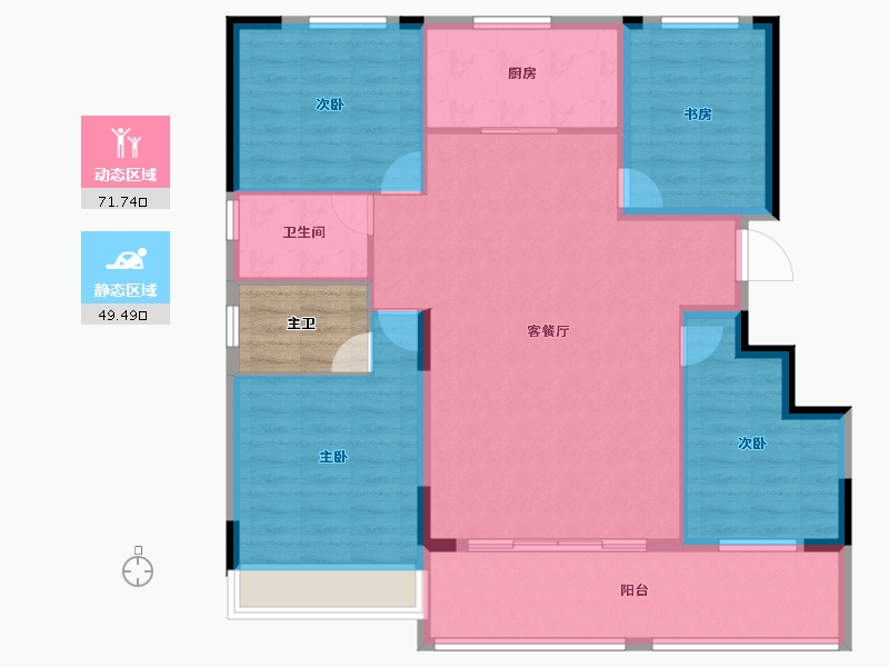 山东省-潍坊市-恒信中梁天阙府-114.58-户型库-动静分区