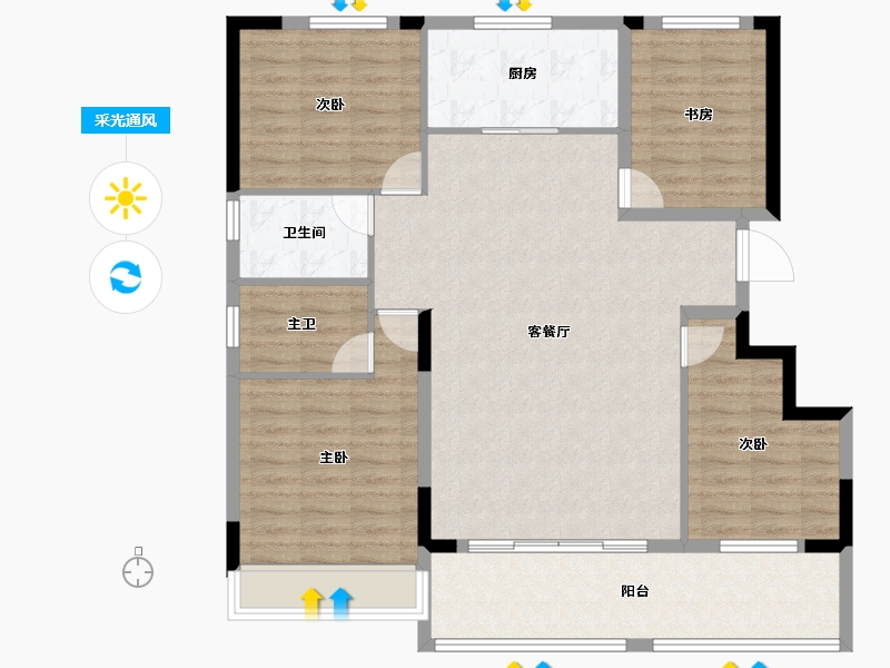 山东省-潍坊市-恒信中梁天阙府-114.58-户型库-采光通风