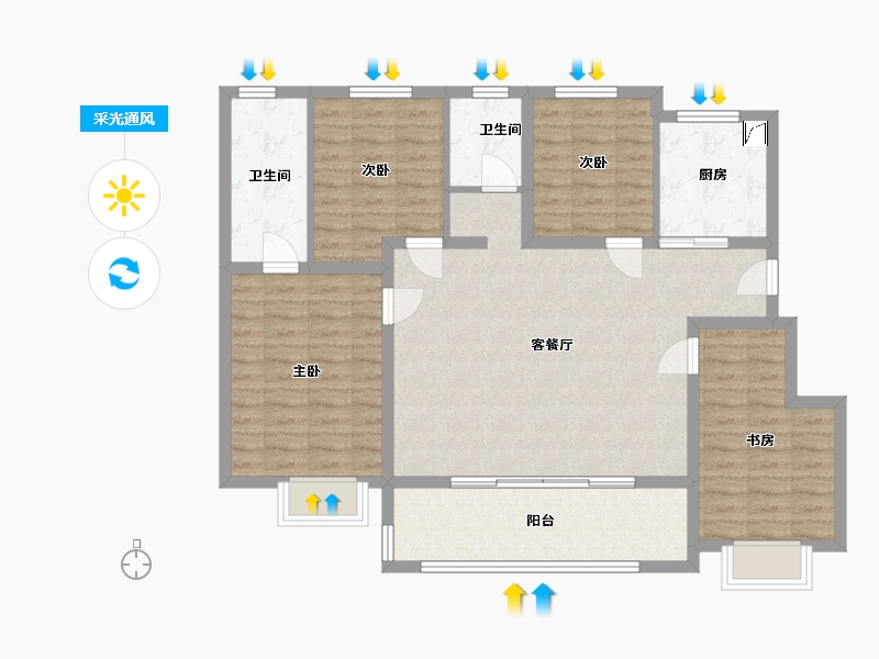 江苏省-苏州市-山樾云庭-108.00-户型库-采光通风