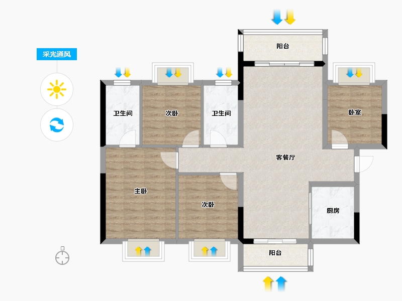 广东省-中山市-龙光.玖龙山-96.72-户型库-采光通风