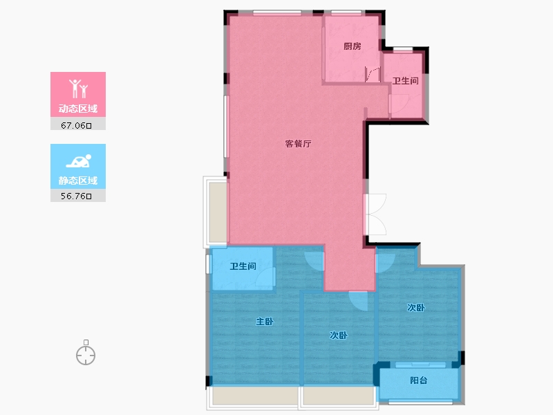 浙江省-绍兴市-宝业大坂绿园-113.60-户型库-动静分区