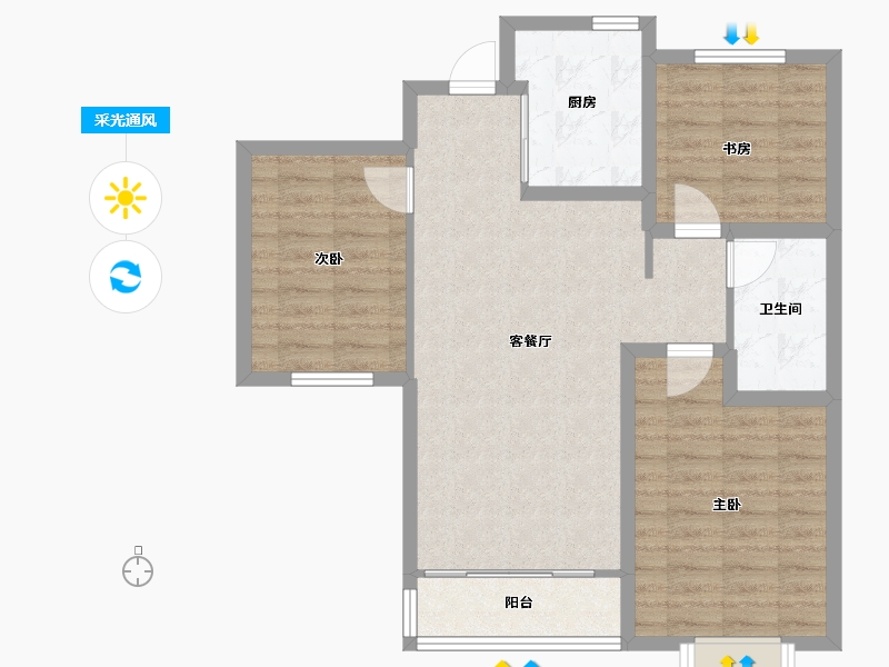 山东省-青岛市-鲁商泰晤士小镇-79.20-户型库-采光通风