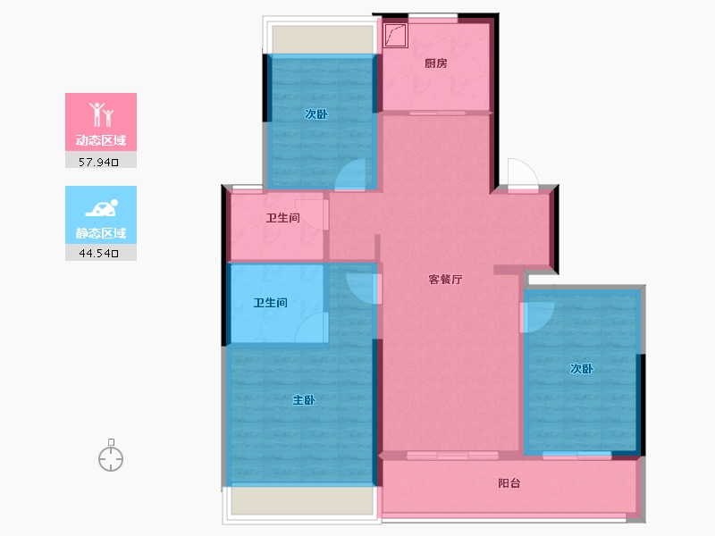 江苏省-无锡市-宸风云庐-91.44-户型库-动静分区