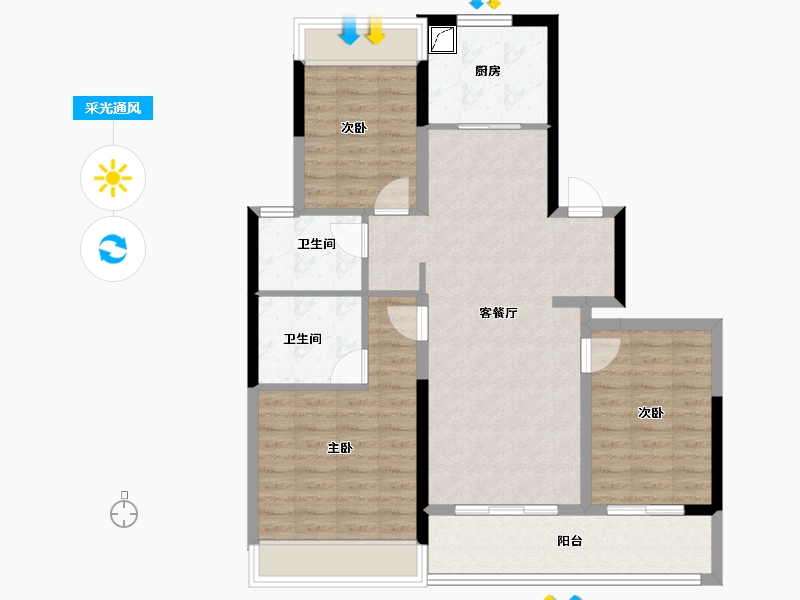 江苏省-无锡市-宸风云庐-91.44-户型库-采光通风