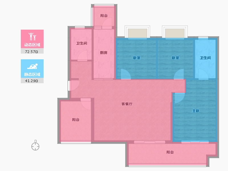 广东省-中山市-钱隆御府-102.79-户型库-动静分区