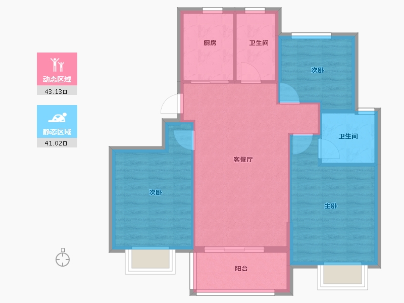 浙江省-宁波市-红星紫御半岛-76.01-户型库-动静分区