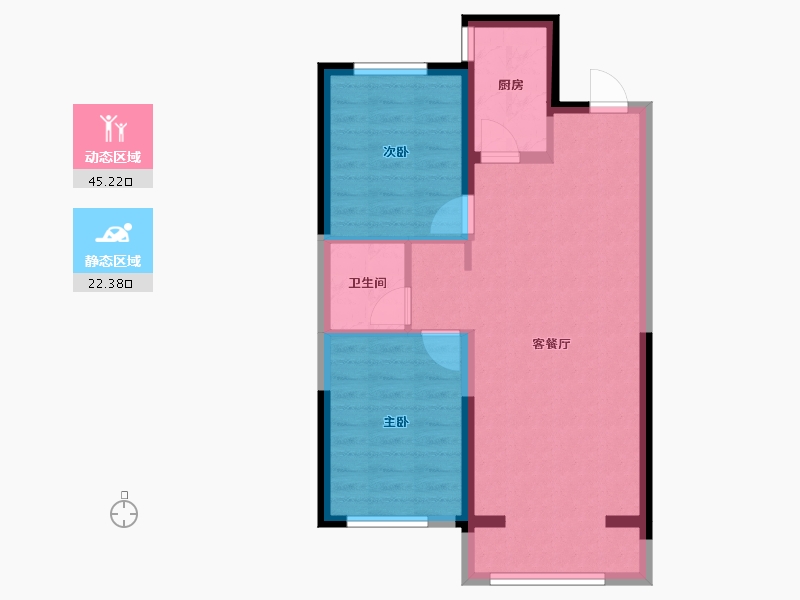 河北省-石家庄市-新兴花语原乡(新兴城)-60.54-户型库-动静分区