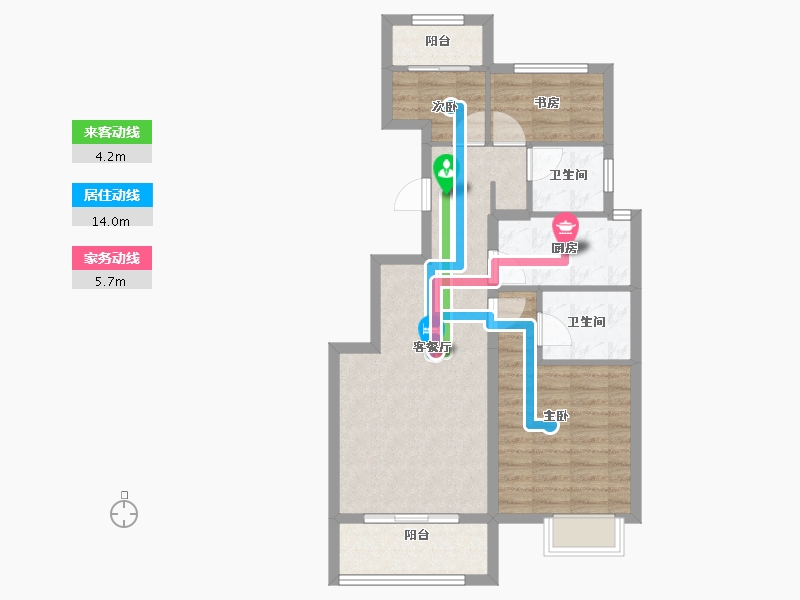 浙江省-宁波市-红星紫御半岛-72.00-户型库-动静线