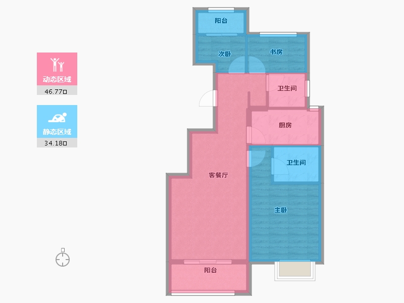 浙江省-宁波市-红星紫御半岛-72.00-户型库-动静分区