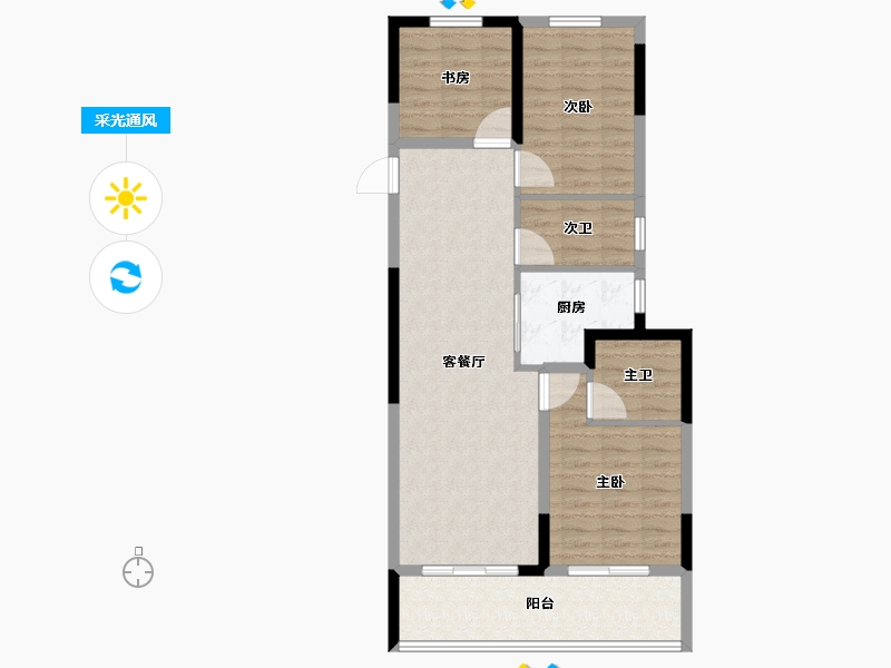 浙江省-绍兴市-武汉城建融创滨湖湾-88.17-户型库-采光通风