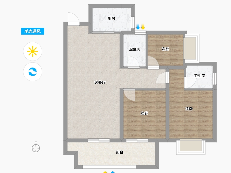 四川省-巴中市-国力江湾城-87.00-户型库-采光通风