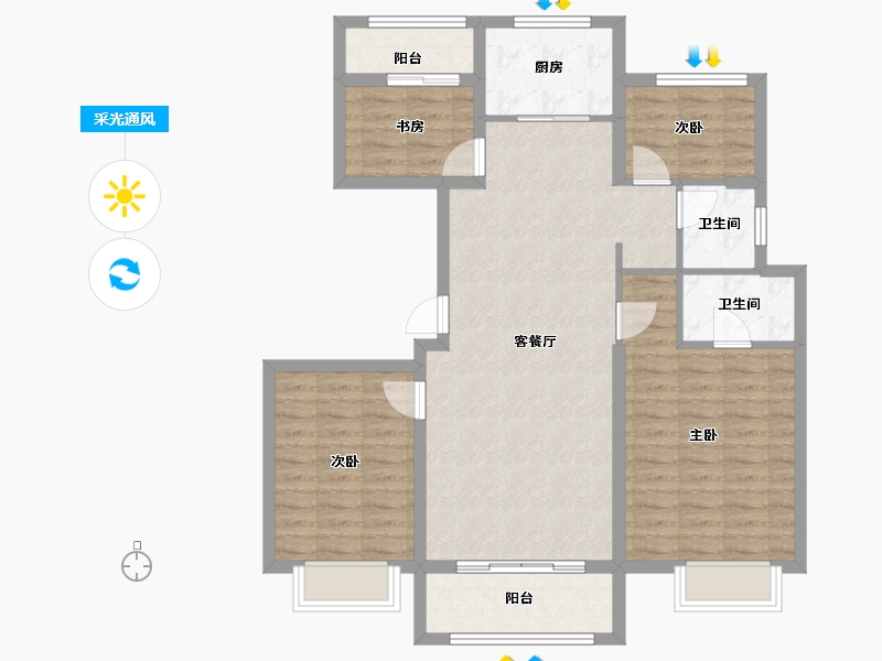 浙江省-宁波市-红星紫御半岛-100.00-户型库-采光通风