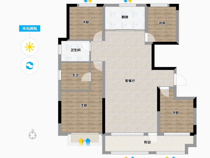 山东省-潍坊市-恒信中梁天阙府-113.60-户型库-采光通风