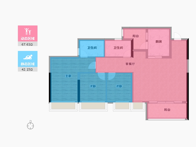 重庆-重庆市-中国铁建山语桃源-98.63-户型库-动静分区