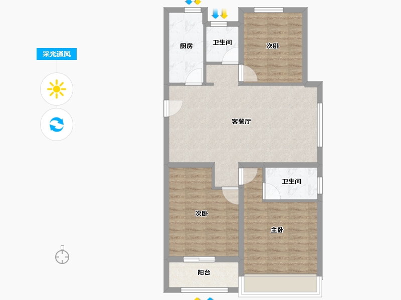 河北省-石家庄市-中房·卓越府-79.60-户型库-采光通风