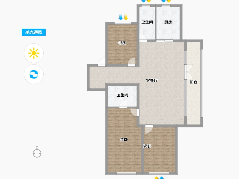 山东省-青岛市-融创维多利亚湾-129.42-户型库-采光通风