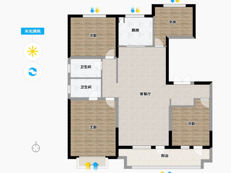 山东省-济南市-铂悦澜庭-137.00-户型库-采光通风