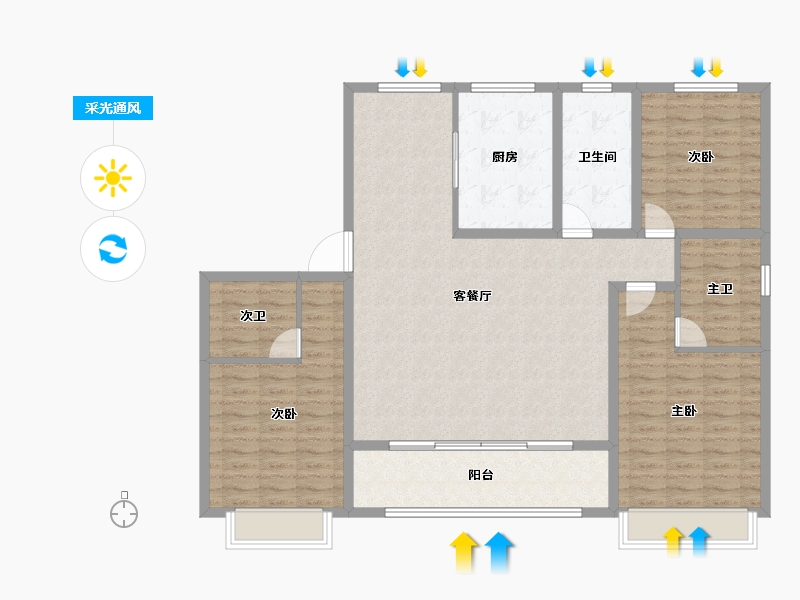 山东省-潍坊市-城投麓台雅园-131.21-户型库-采光通风