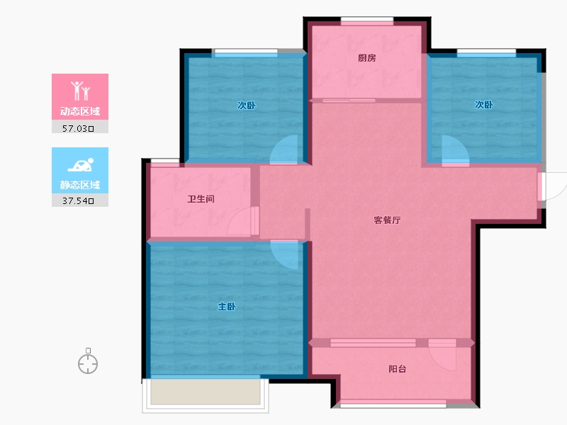 河南省-新乡市-孟电观澜壹号-84.00-户型库-动静分区