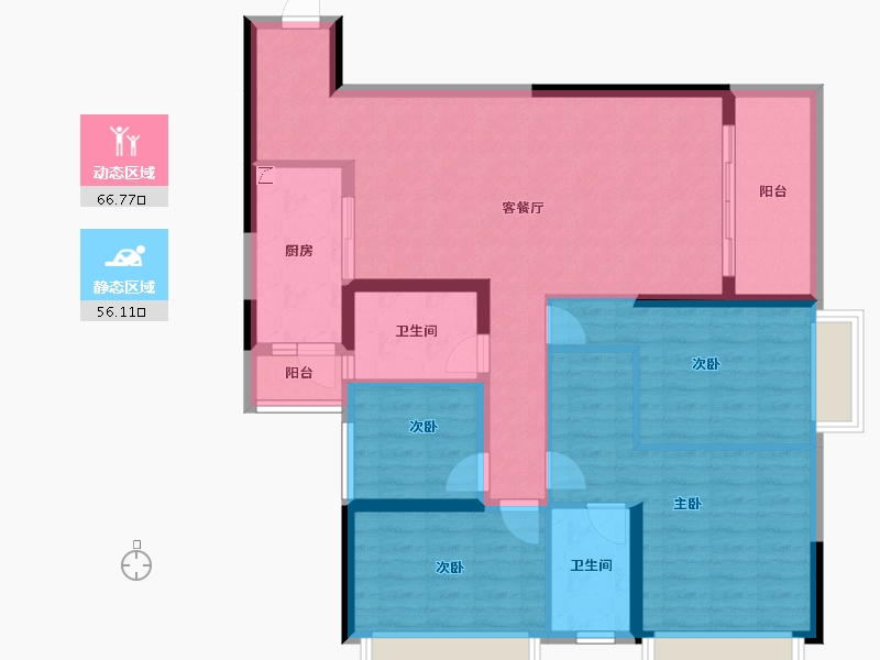 重庆-重庆市-恒大云湖上郡-110.07-户型库-动静分区