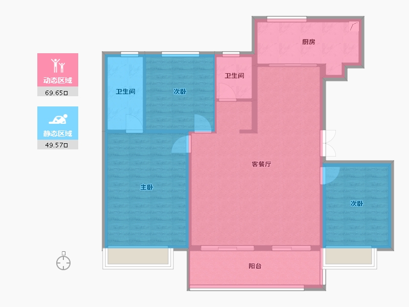 安徽省-宿州市-青山观云台-128.00-户型库-动静分区