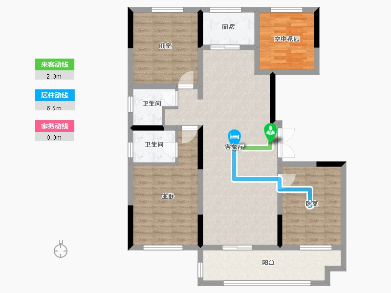 湖南省-长沙市-宇业东方红郡-106.92-户型库-动静线