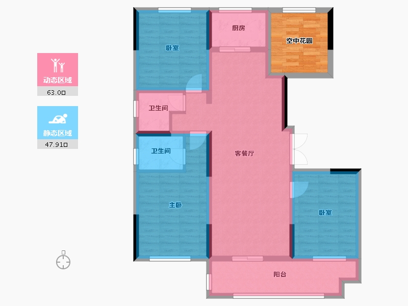 湖南省-长沙市-宇业东方红郡-106.92-户型库-动静分区