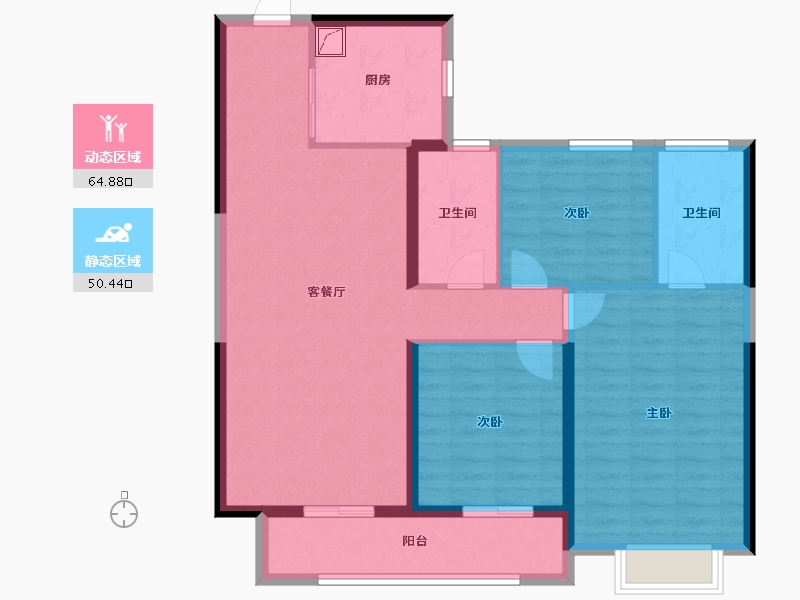 湖北省-武汉市-远洋东方境世界观-104.00-户型库-动静分区