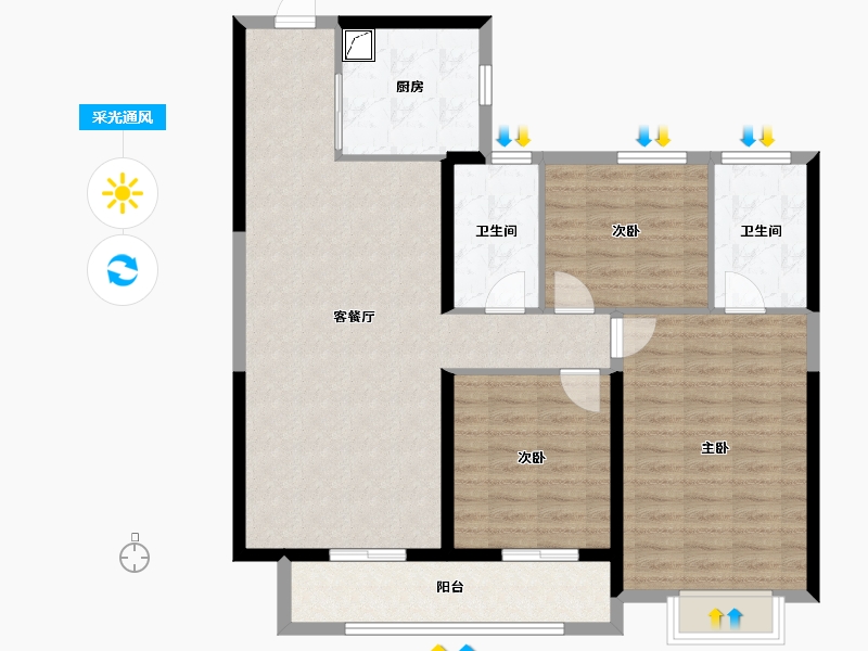 湖北省-武汉市-远洋东方境世界观-104.00-户型库-采光通风