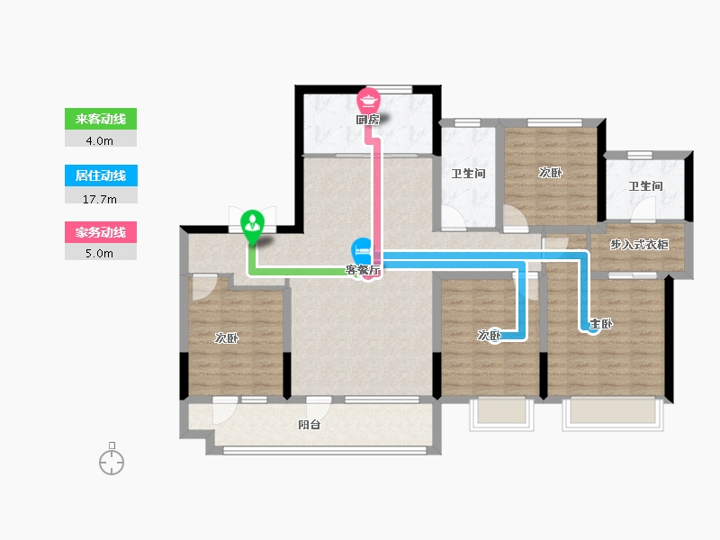 山东省-青岛市-领秀珊瑚湾-113.60-户型库-动静线