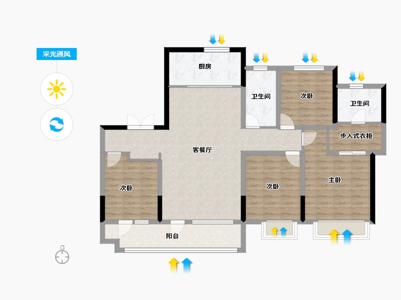 山东省-青岛市-领秀珊瑚湾-113.60-户型库-采光通风