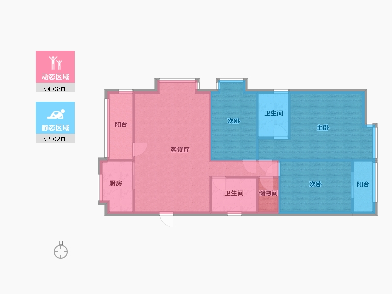 福建省-厦门市-莲花新城二期-94.60-户型库-动静分区