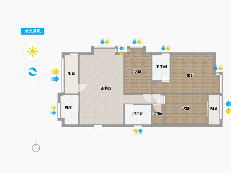 福建省-厦门市-莲花新城二期-94.60-户型库-采光通风