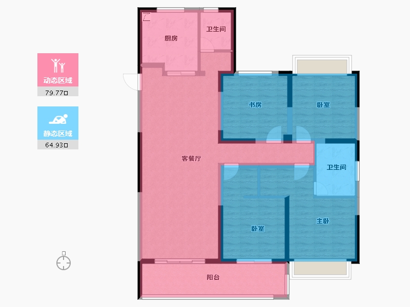 江苏省-无锡市-金科蠡湖-129.80-户型库-动静分区