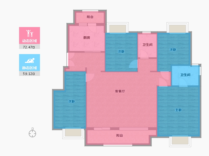 重庆-重庆市-金科中泰上镜-120.00-户型库-动静分区