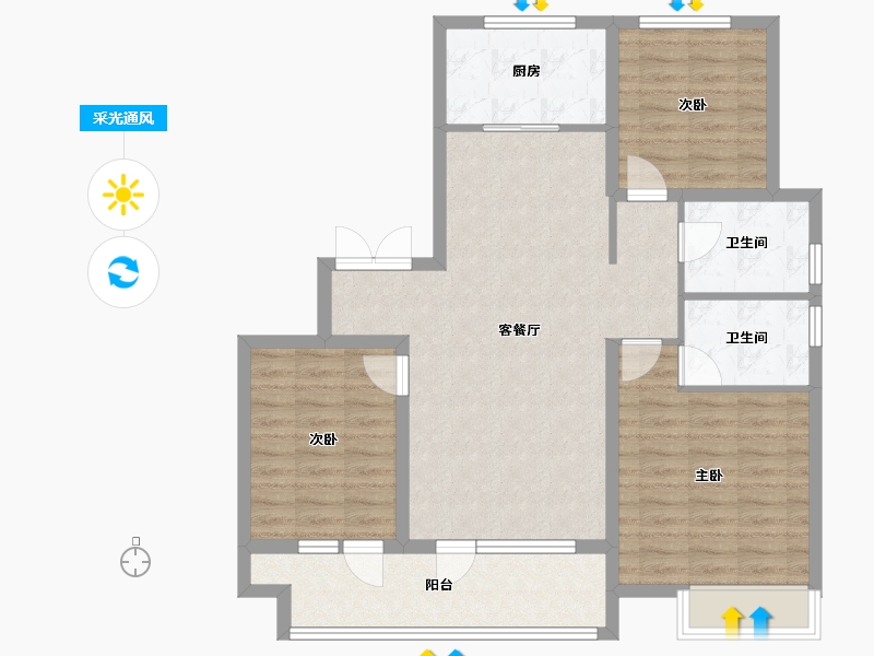 山东省-青岛市-保利观堂-95.21-户型库-采光通风