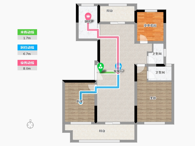 湖南省-长沙市-宇业东方红郡-103.54-户型库-动静线