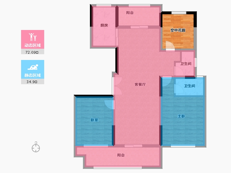 湖南省-长沙市-宇业东方红郡-103.54-户型库-动静分区