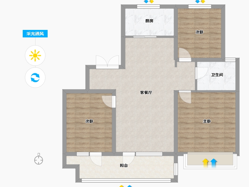 山东省-青岛市-保利观堂-85.60-户型库-采光通风