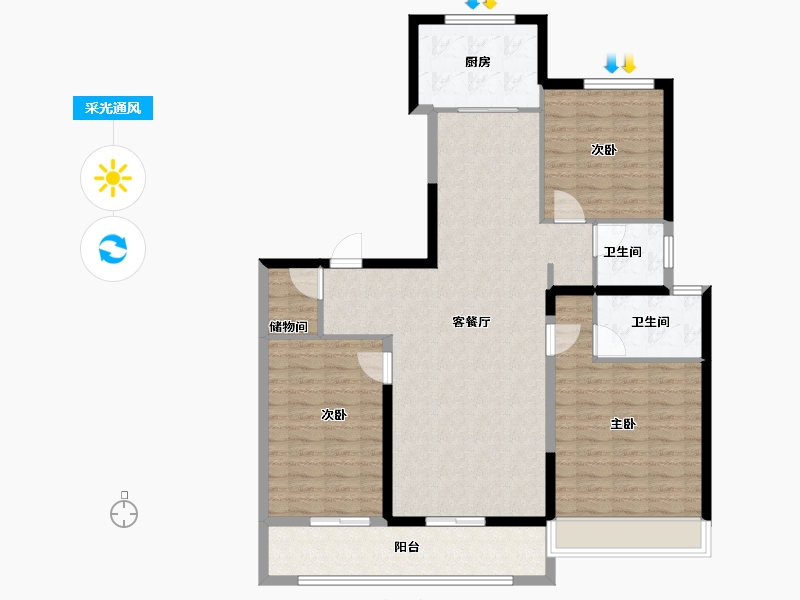 河北省-石家庄市-绿城桂语江南-116.00-户型库-采光通风