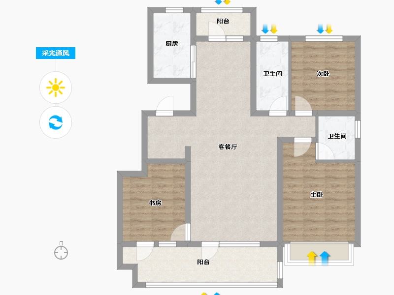 山东省-青岛市-保利观堂-94.41-户型库-采光通风