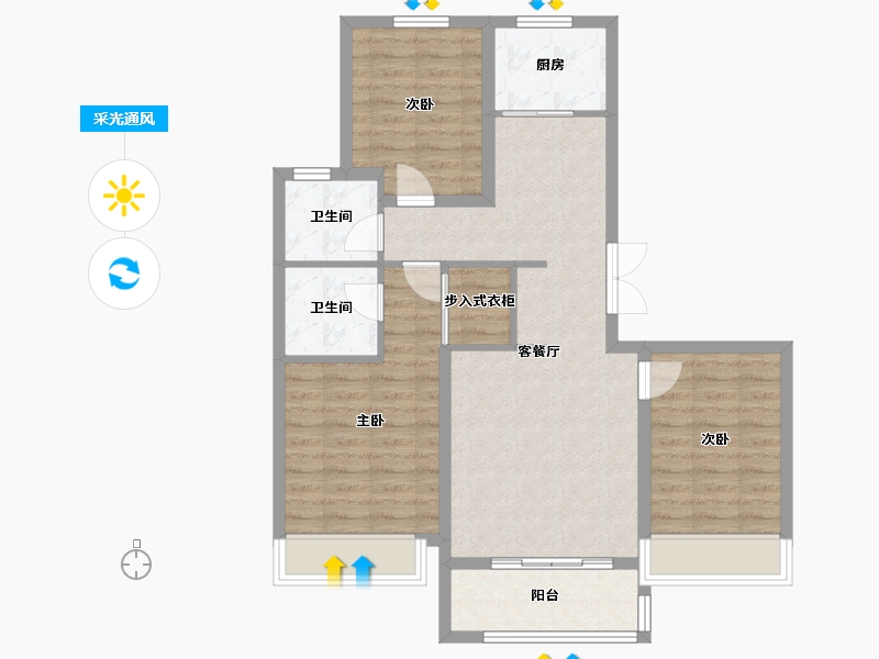 河北省-石家庄市-中房·卓越府-85.25-户型库-采光通风