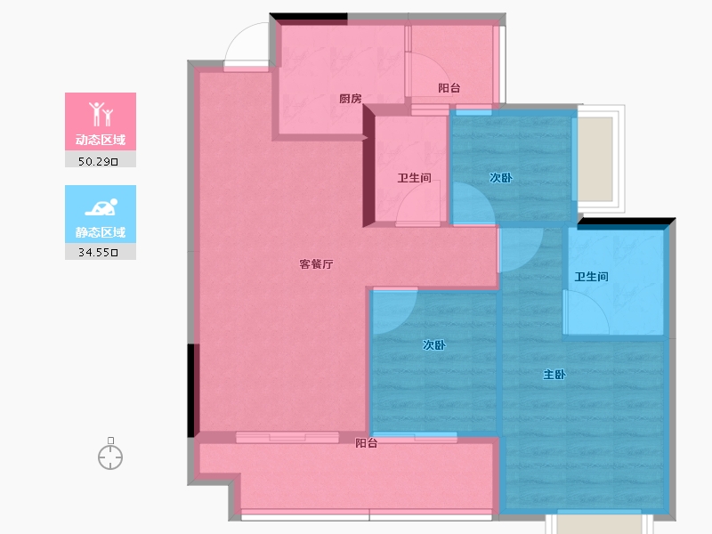 重庆-重庆市-寻光沙磁-76.00-户型库-动静分区