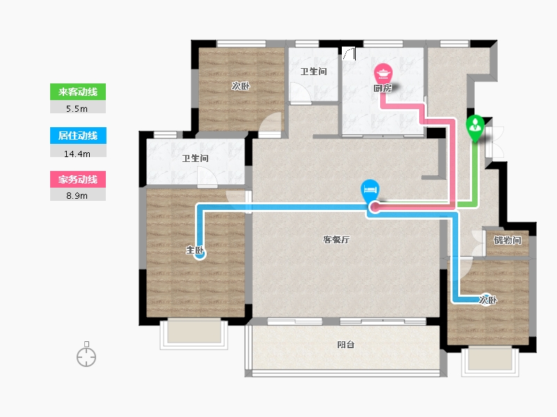 江苏省-无锡市-银城翡丽和风-113.60-户型库-动静线