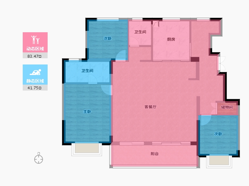 江苏省-无锡市-银城翡丽和风-113.60-户型库-动静分区