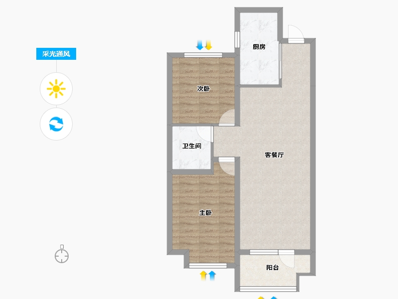 山东省-青岛市-融创维多利亚湾-72.16-户型库-采光通风