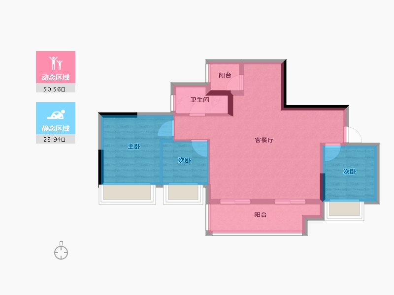 重庆-重庆市-寻光沙磁-66.34-户型库-动静分区