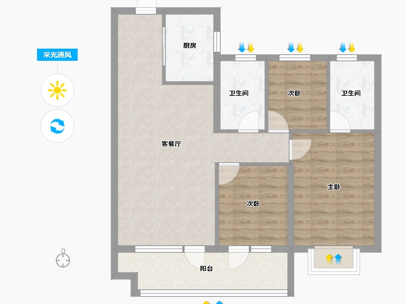 山东省-青岛市-中国中铁诺德澜湾-78.40-户型库-采光通风