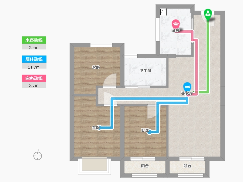 陕西省-咸阳市-南飞鸿·云境·澜湾-64.84-户型库-动静线