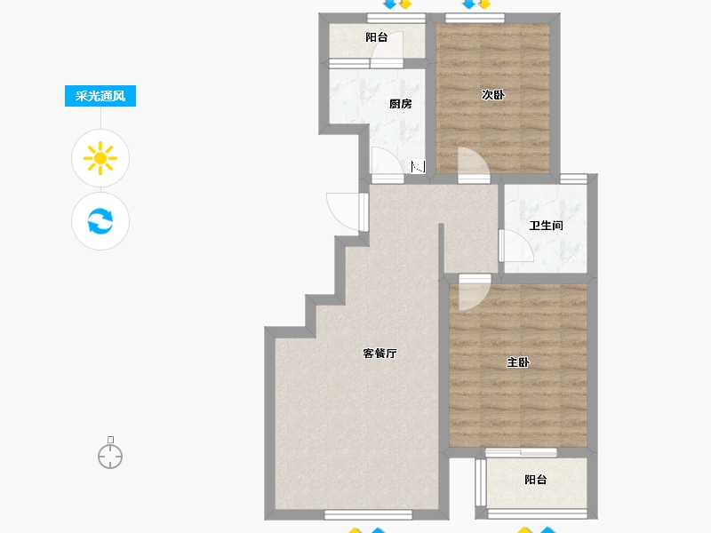 山东省-潍坊市-恒信温莎公馆-66.81-户型库-采光通风